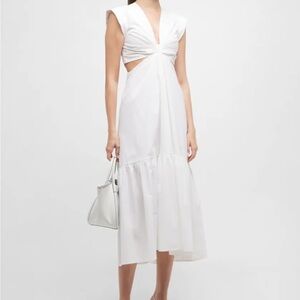 A.L.C. Alexandria Gathered Cut-Out Midi Dress